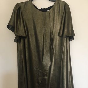 Halston black gold dress